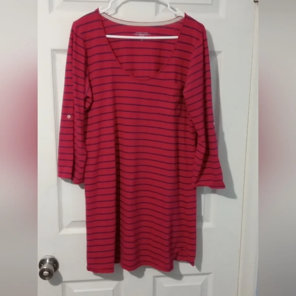 Victoria's Secret Red and Navy Striped Chemise